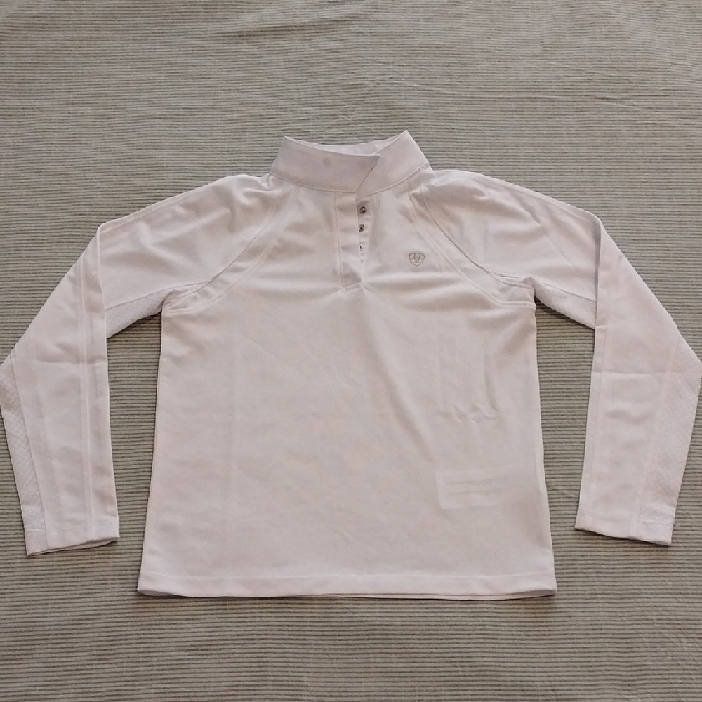 Ariat Pro Series Kids White Partial Snap Down Riding Shirt